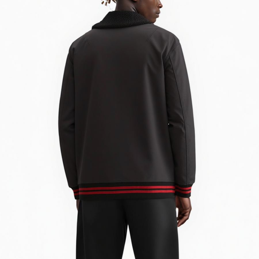 Konus Men's Sherpa Collar MA2 Jacket in Black - shopatkonus