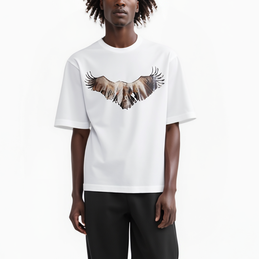 Konus Men's Oversized Vulture Graphic Tee in White - shopatkonus