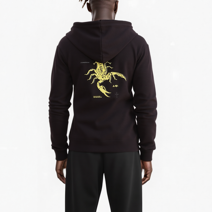 Konus Men's Pullover Hoodie w/ Scorpion Screen Print in Black - shopatkonus