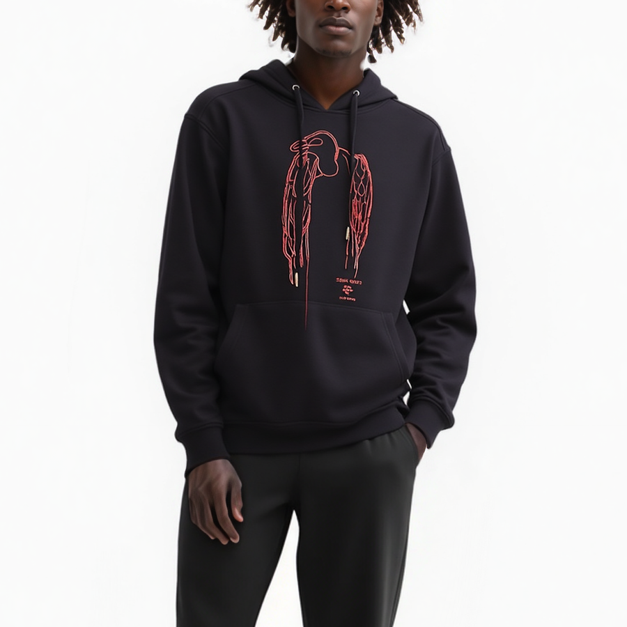 Konus Men's Vulture Print Hoodie in Black - shopatkonus