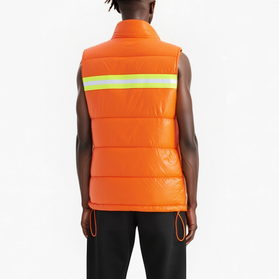 Men's Zip-Up Puffer Vest In Orange - shopatkonus