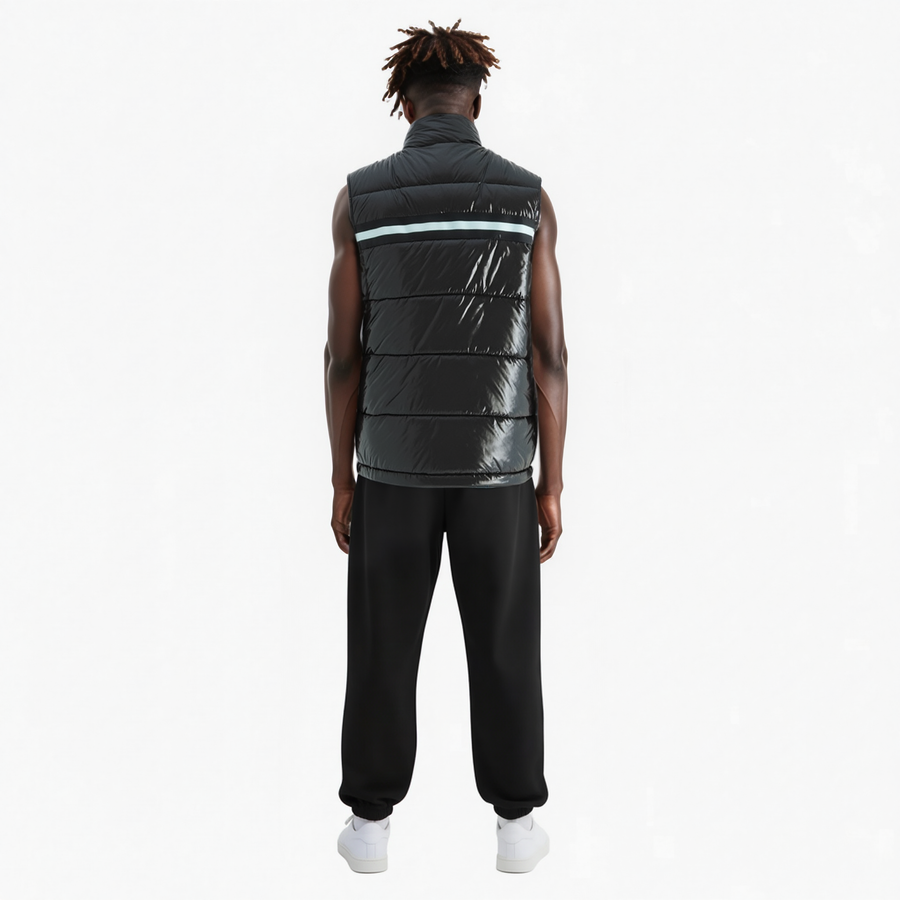Men's Zip-Up Puffer Vest In Black - shopatkonus