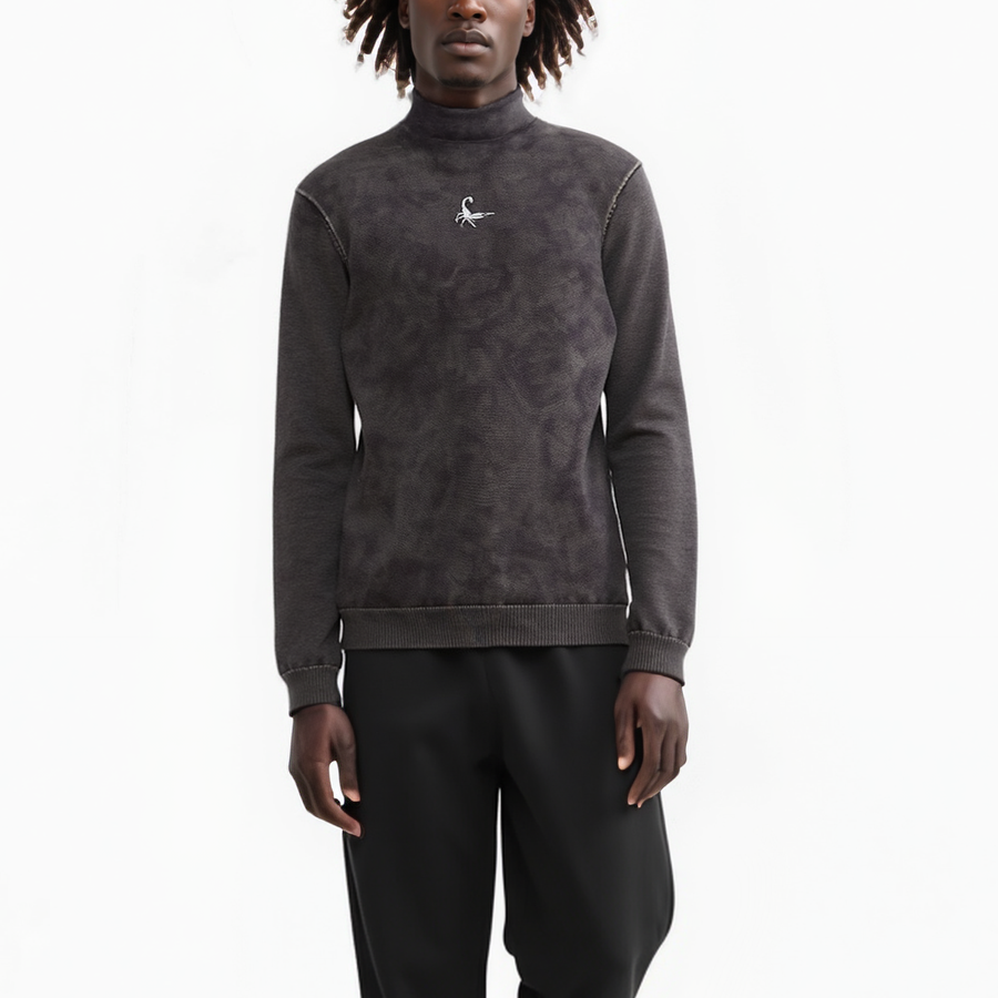 Men's Scorpion Turtle Neck Sweater in Black - shopatkonus
