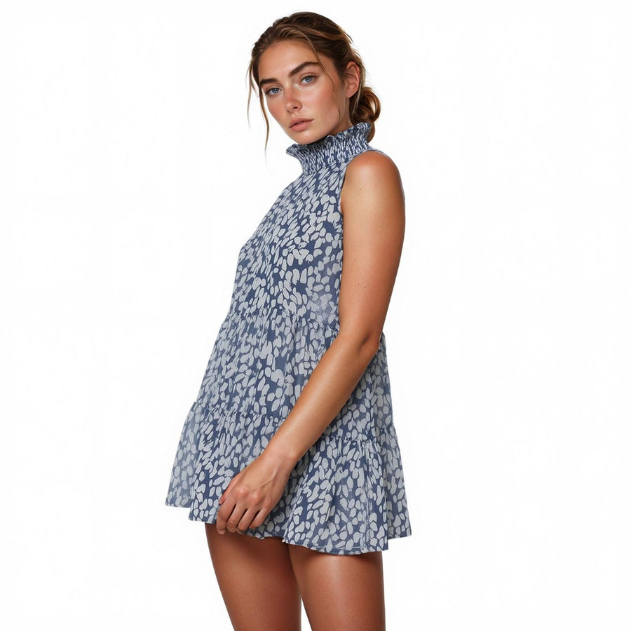 Pleione Women's Mock Neck Tiered Babydoll