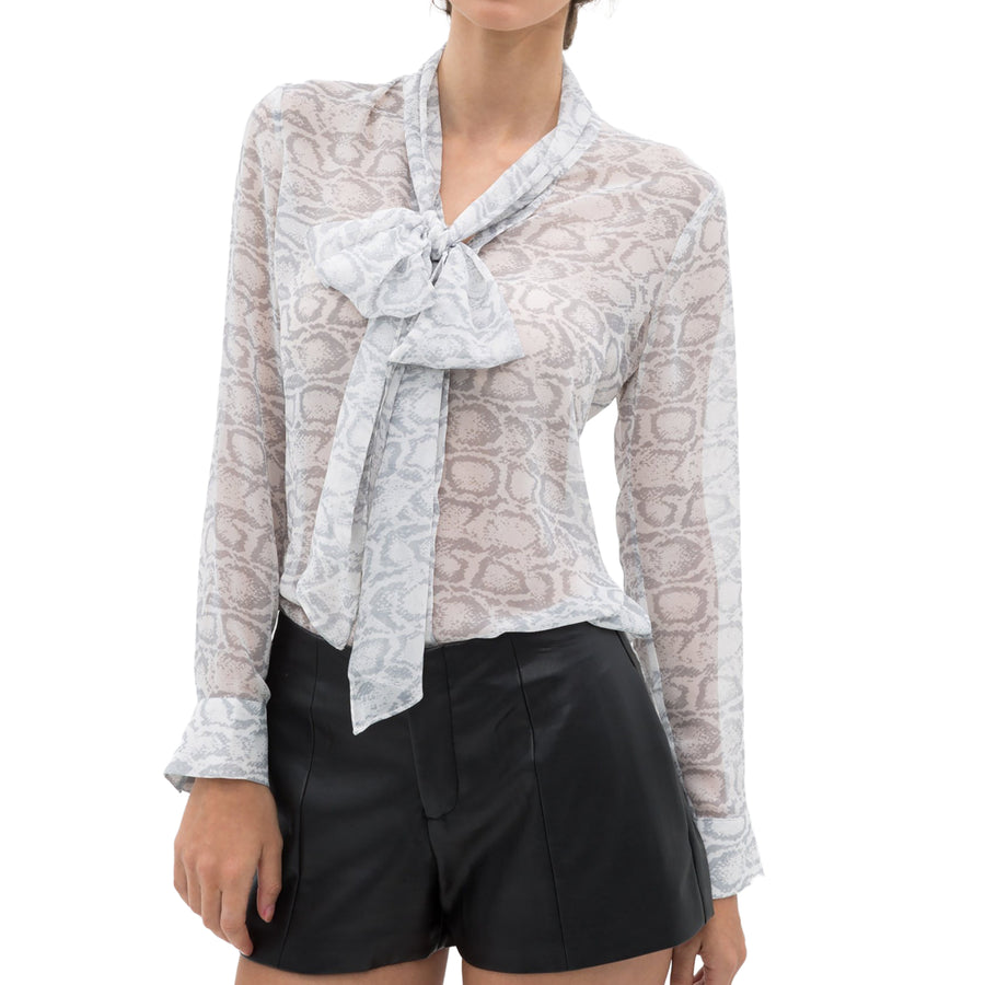 Tie Neck Sheer Blouse - shopatkonus