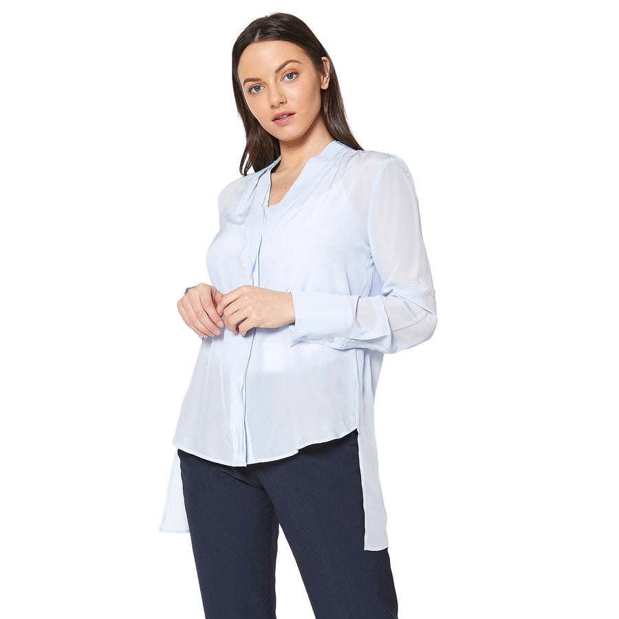 CLOSEOUT Women's Sheer Placket Hi Lo Blouse - shopatkonus
