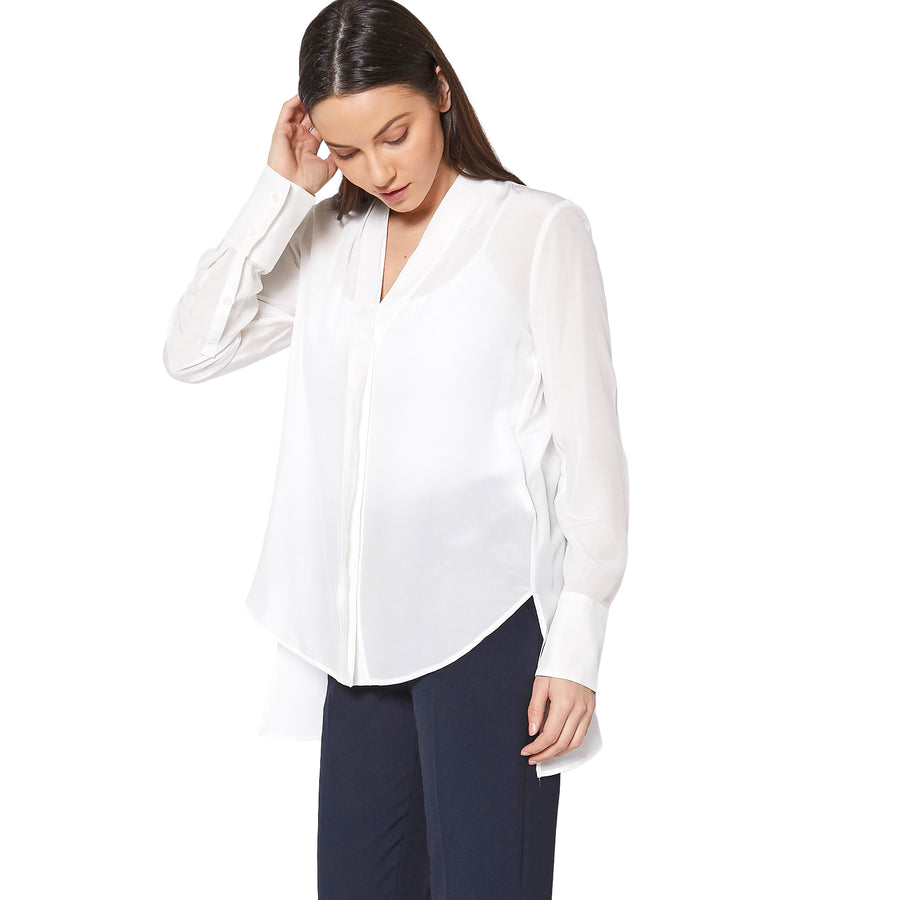 CLOSEOUT Women's Sheer Placket Hi Lo Blouse - shopatkonus