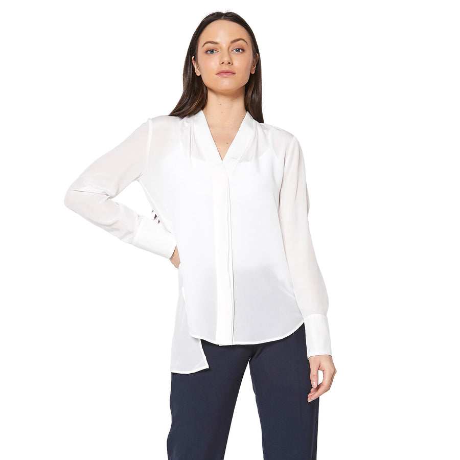CLOSEOUT Women's Sheer Placket Hi Lo Blouse - shopatkonus