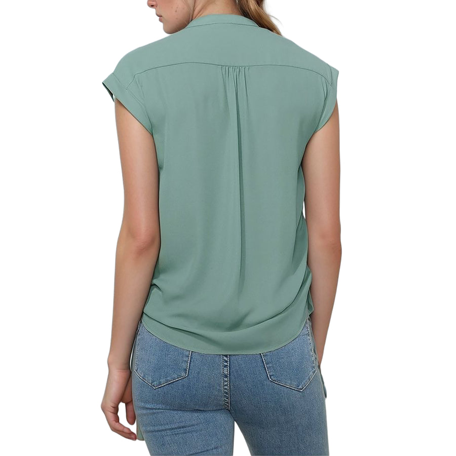 N/A Pleione Women's Button Down Side Tie Blouse