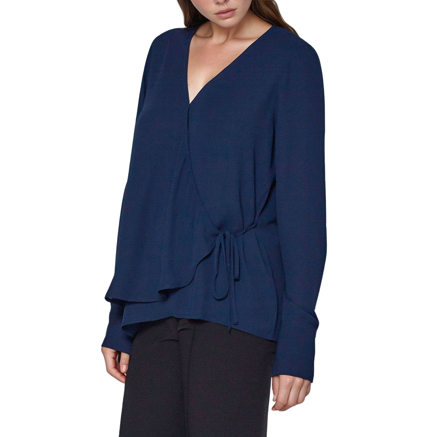 Pleione Wrap Front Long Sleeve Blouse