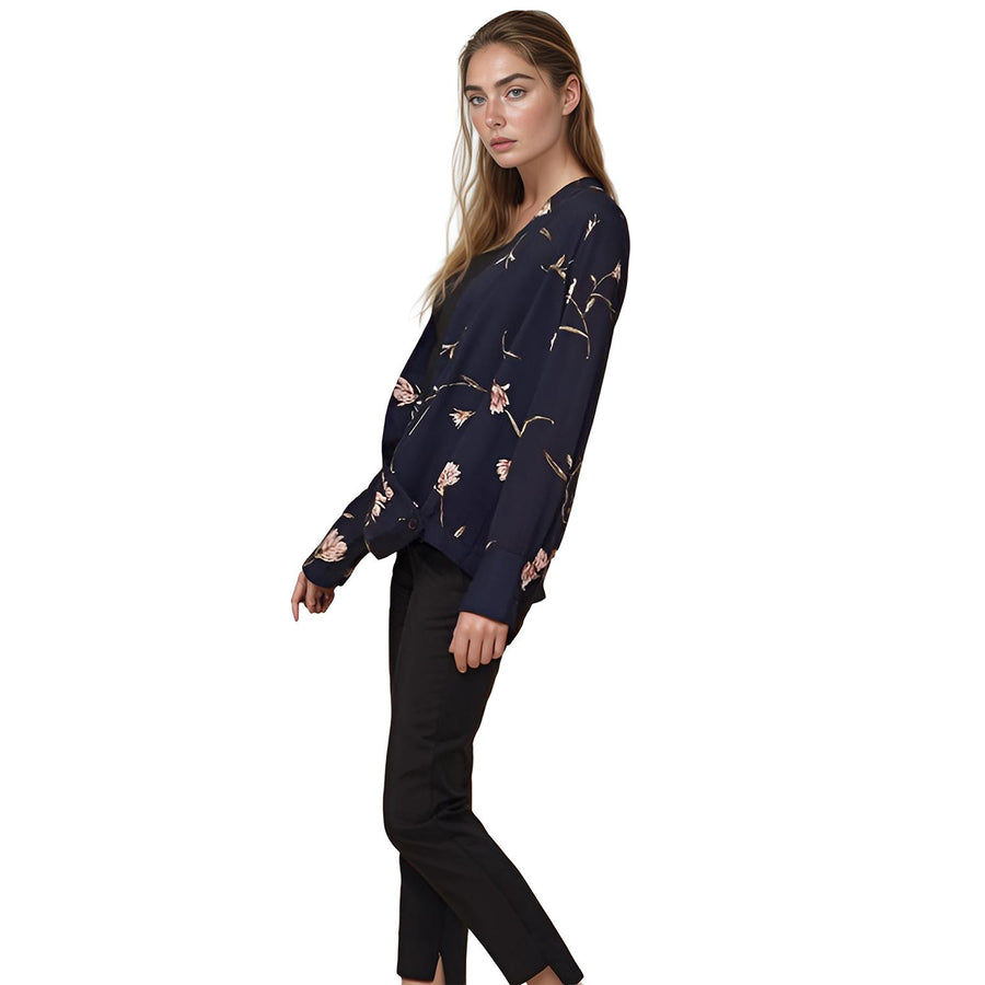 Pleione Wrap Front V-Neck Blouse