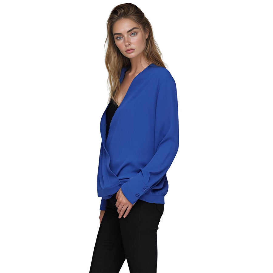 Pleione Wrap Front V-Neck Blouse