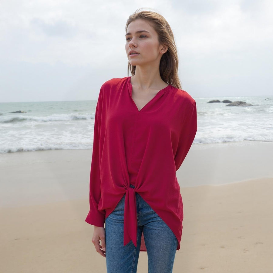 Pleione Women's Tie Hem Blouse