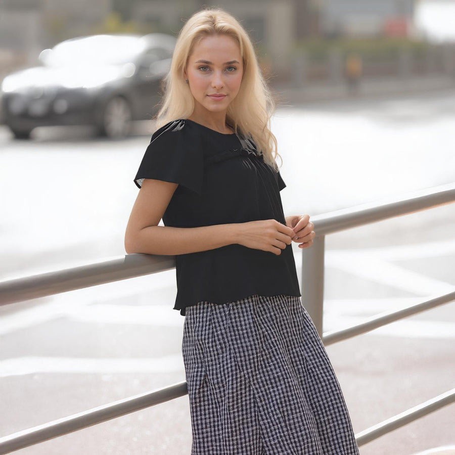 Pleione Ruffle Front Babydoll Blouse