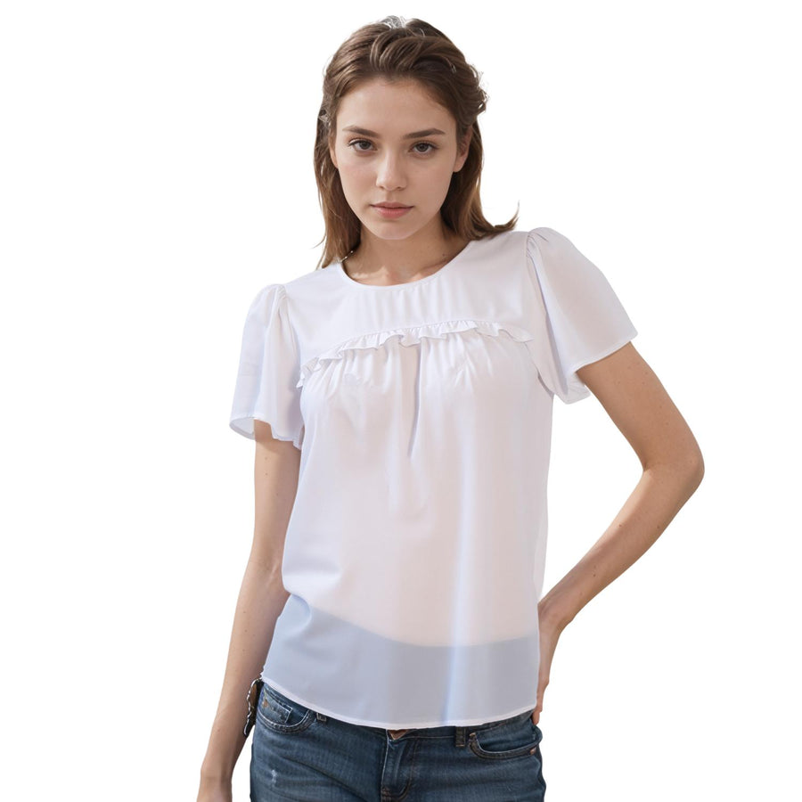 Pleione Ruffle Front Babydoll Blouse