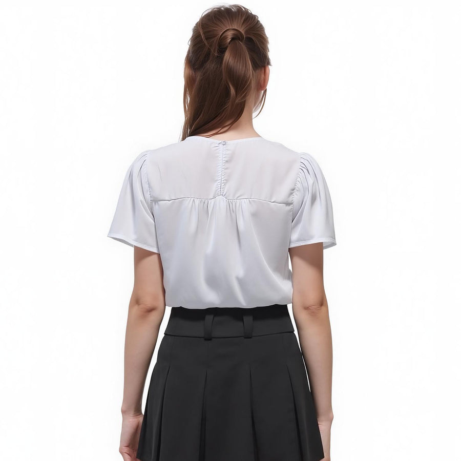 Pleione Ruffle Front Babydoll Blouse