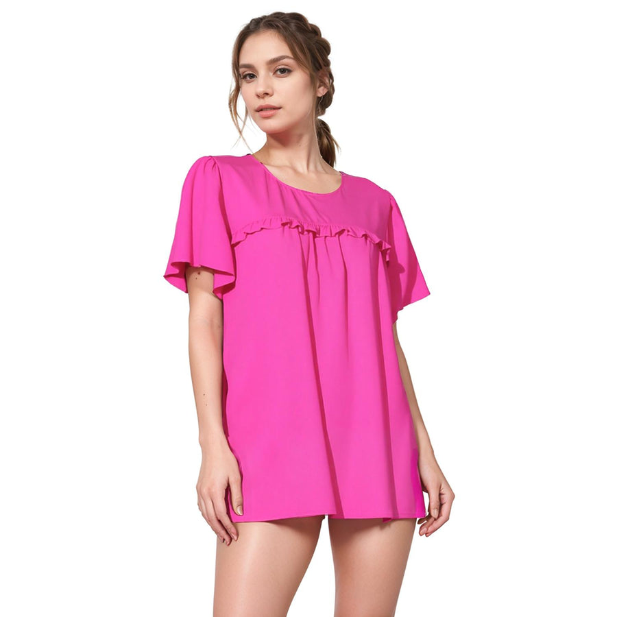 Pleione Ruffle Front Babydoll Blouse