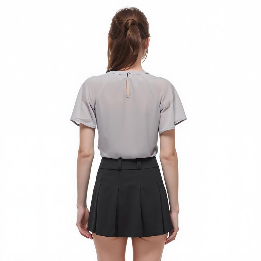 Pleione Crewneck Sheer Raglan Top