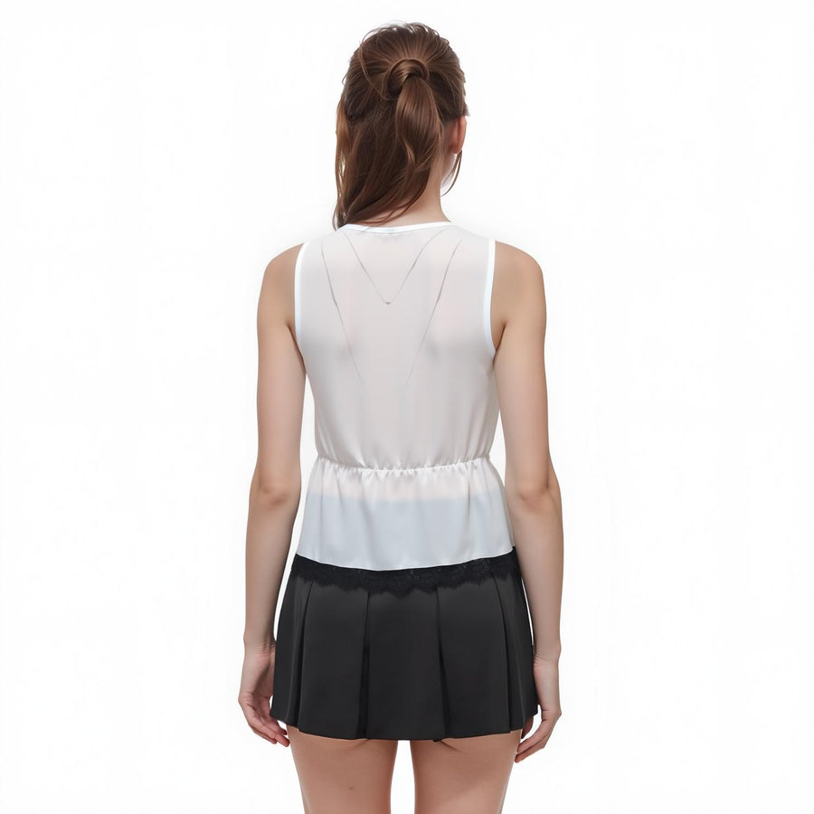 Pleione Lace-trimmed Peplum Blouse