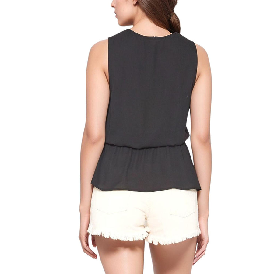 Pleione Women's Sleeveless Keyhole Illusion Panel Peplum In Black
