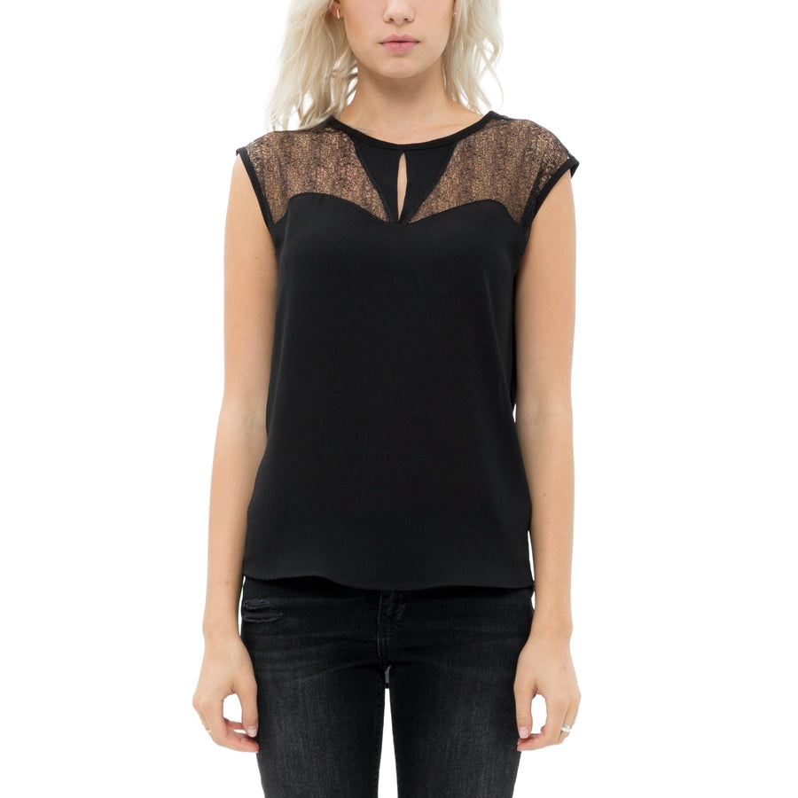 Ro & De Women's Sleeveless Sheer Lace Top - shopatkonus
