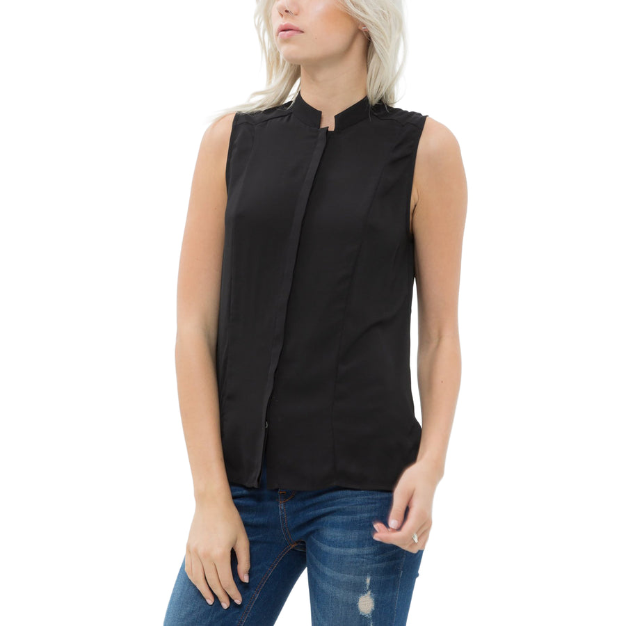 Women's Stand Collar Sleeveless Blouse - shopatkonus