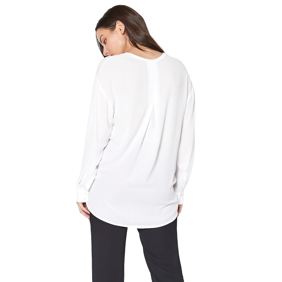 Ro & De V-Neck Wrap Hem Blouse - shopatkonus