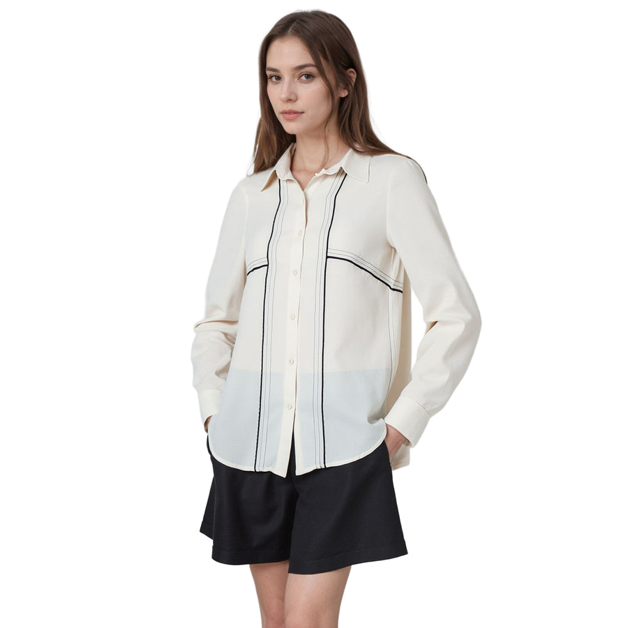 CLOSEOUT Women's Detailed Woven Shirt In Cream