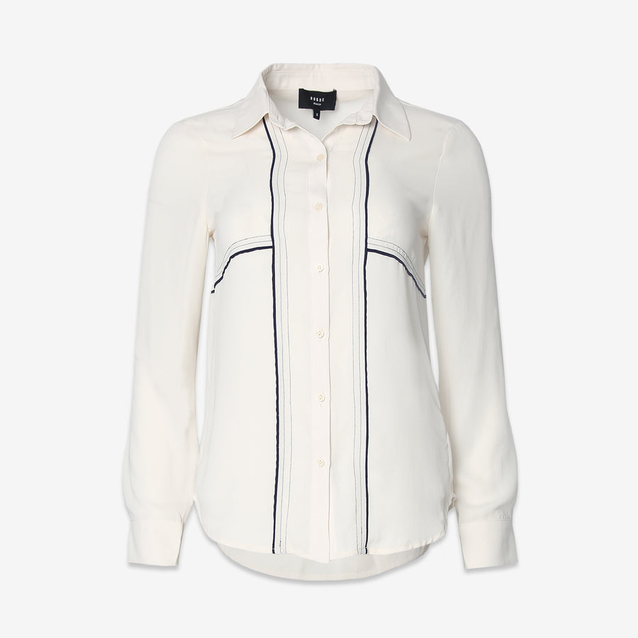 CLOSEOUT Women's Detailed Woven Shirt In Cream