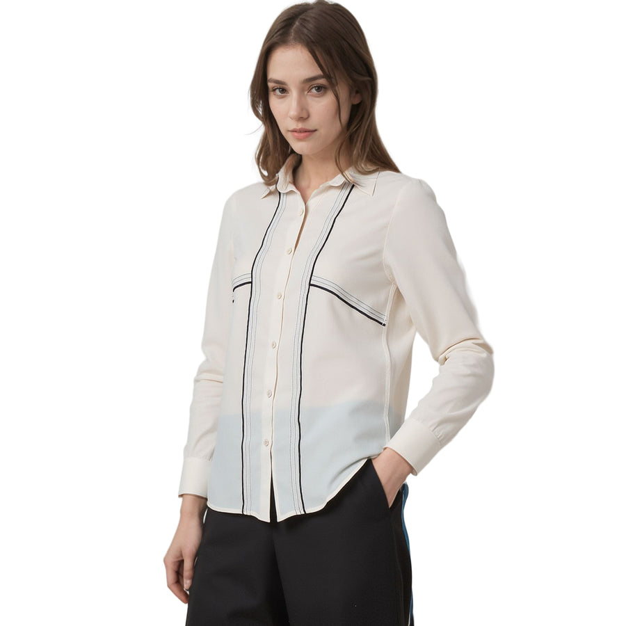 CLOSEOUT Women's Detailed Woven Shirt In Cream