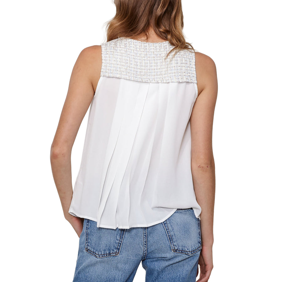 Women's Sleeveless Tweed Blouse - shopatkonus