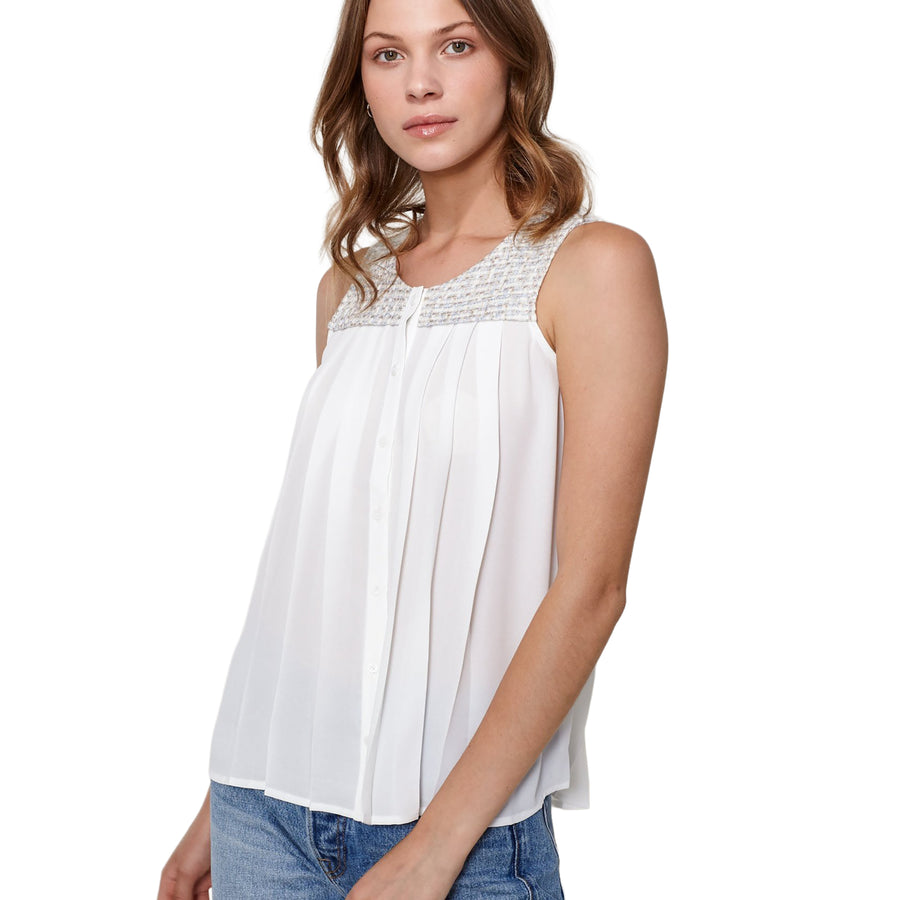 Women's Sleeveless Tweed Blouse - shopatkonus