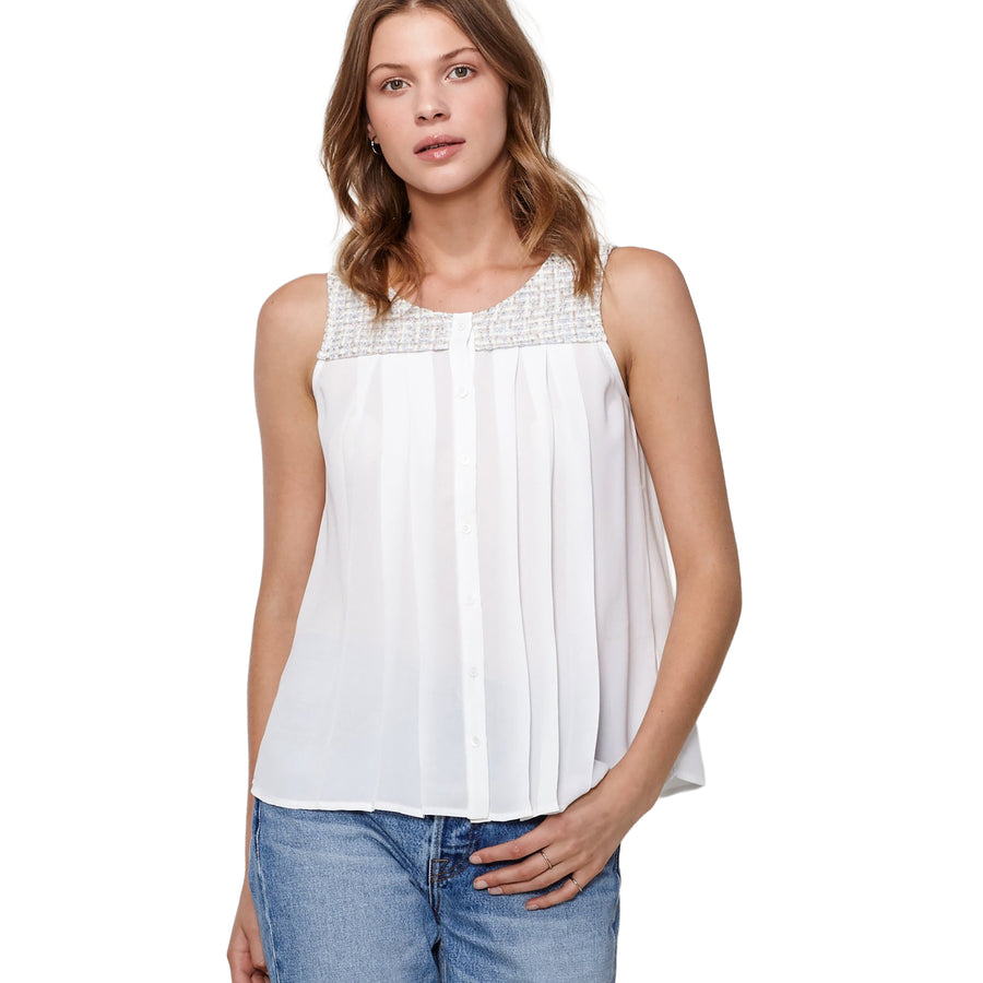 Women's Sleeveless Tweed Blouse - shopatkonus