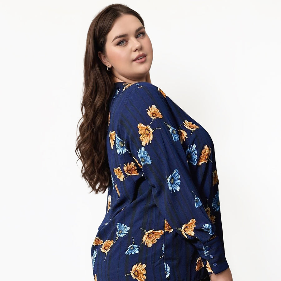 Pleione Plus Size Wrap Front Long Sleeve Blouse