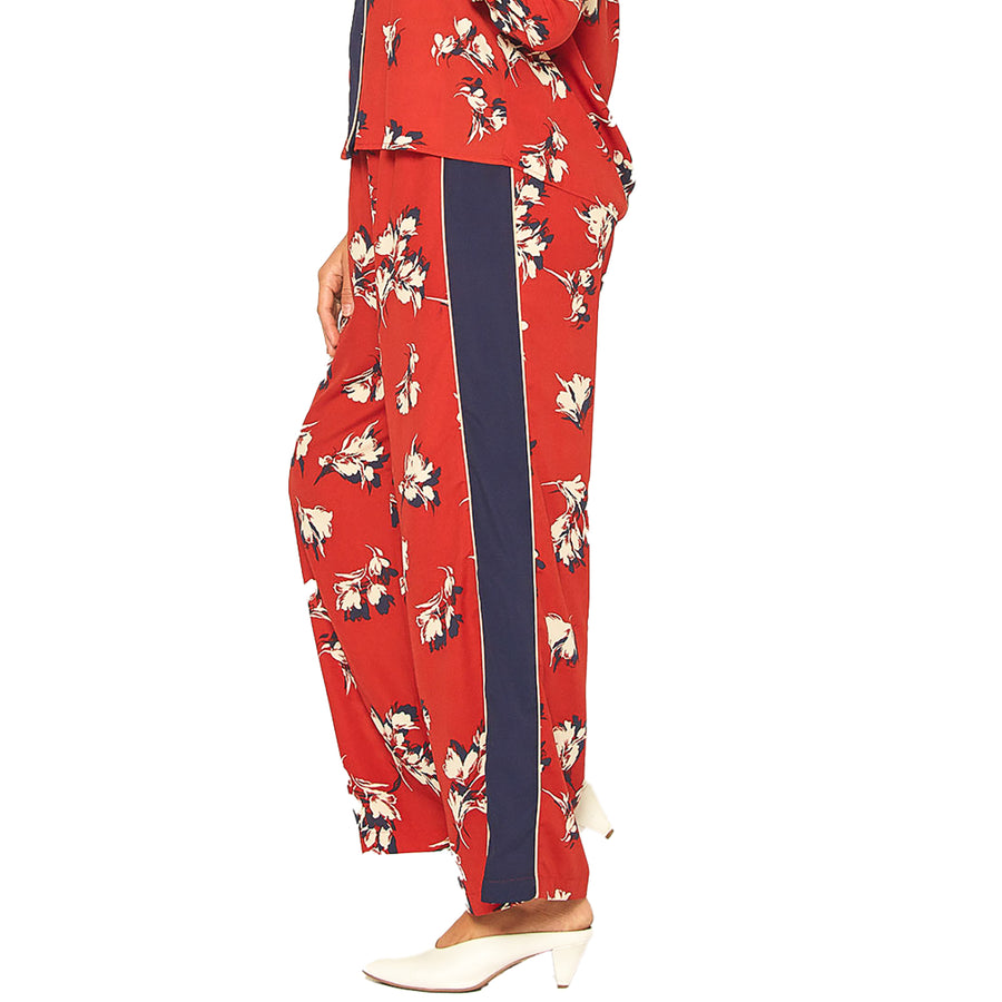 Pleione Floral Navy Contras Palazzo Pants