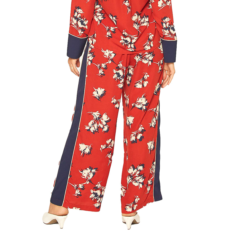 Pleione Floral Navy Contras Palazzo Pants