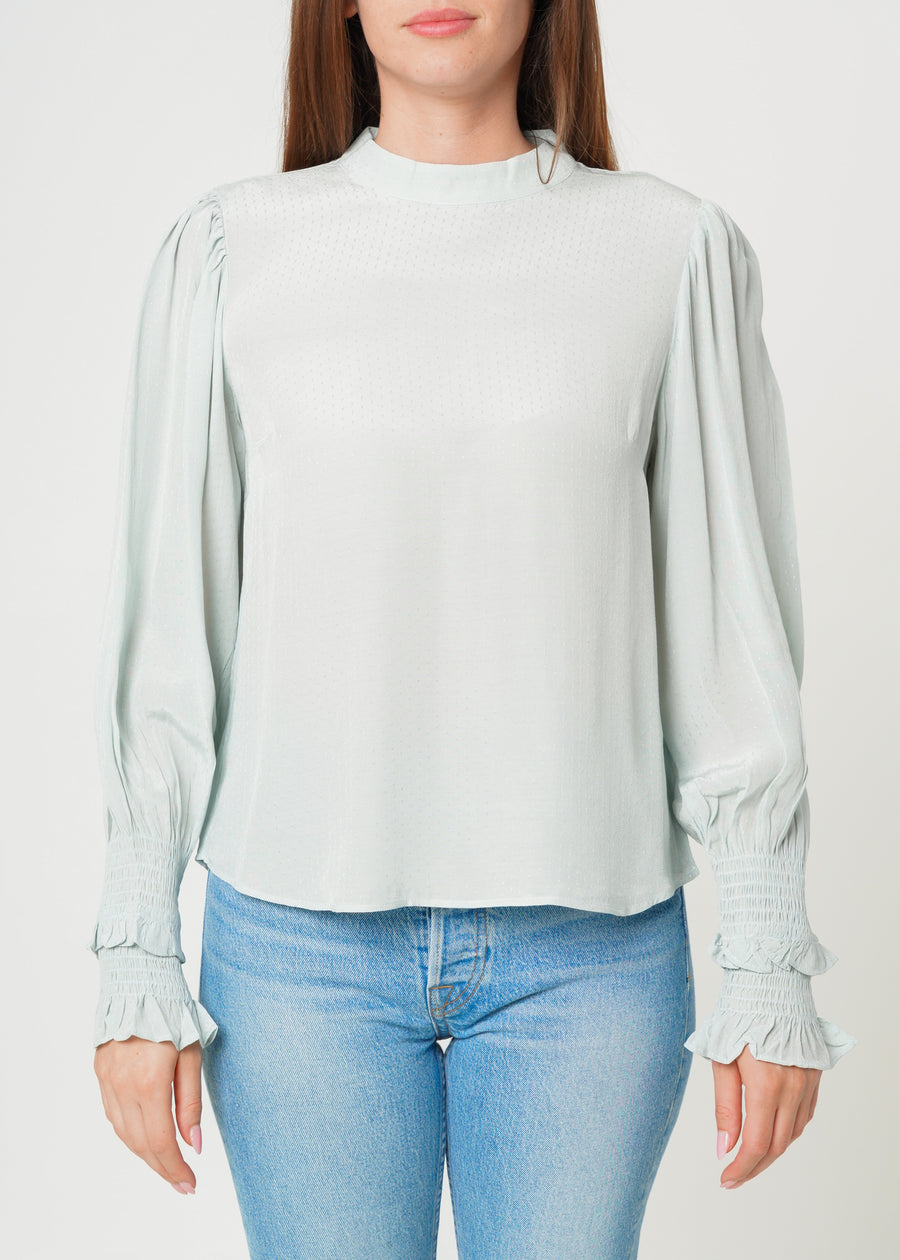 Women's Dotted Tie Neck Blouse in Sage