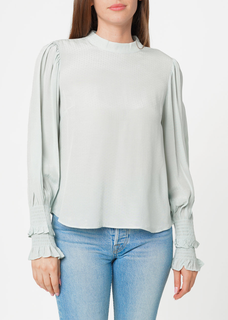 Women's Dotted Tie Neck Blouse in Sage