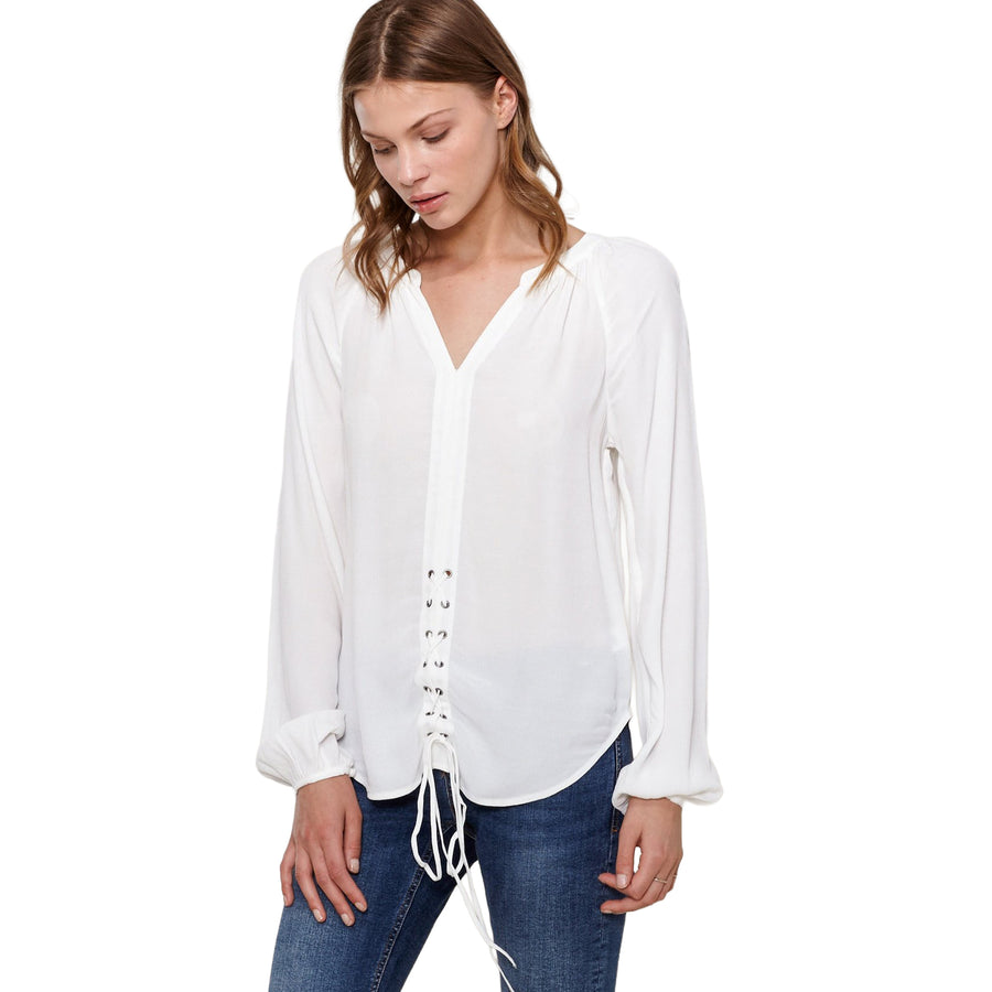 Ro & De Women's Lace Up Blouse - shopatkonus