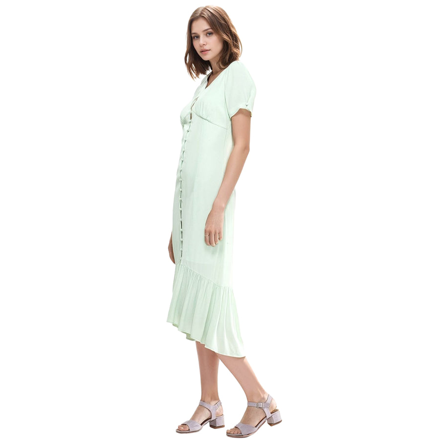 Women's V-Neck Mermaid Button Down Maxi Dress In Spring Sage