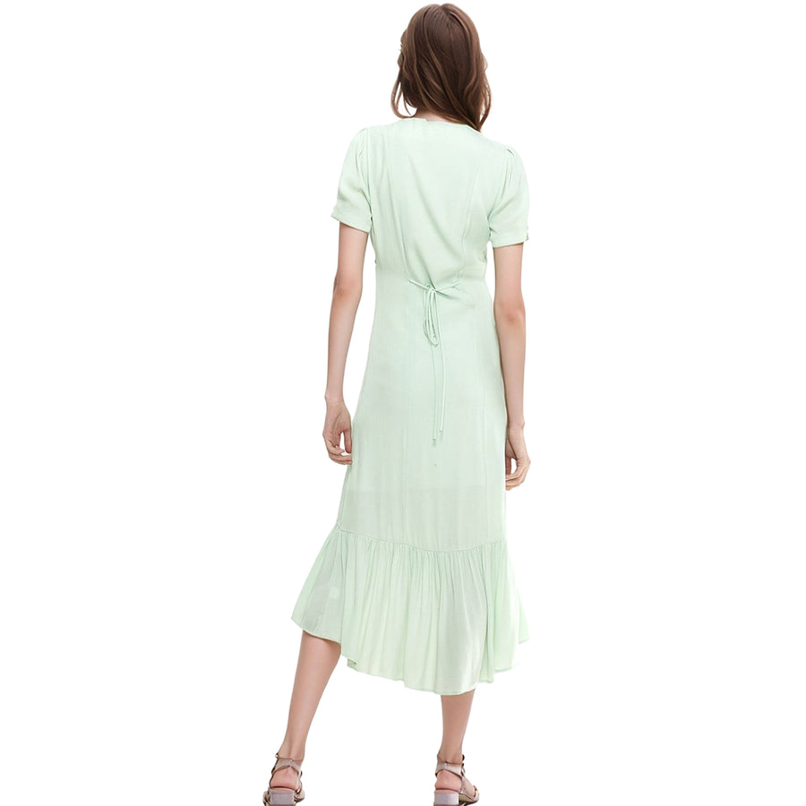 Women's V-Neck Mermaid Button Down Maxi Dress In Spring Sage