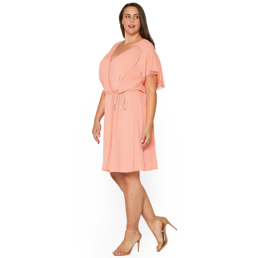 plus size coral formal dress YOURS Plus Size Coral Pink Pleat Front Linen Dress