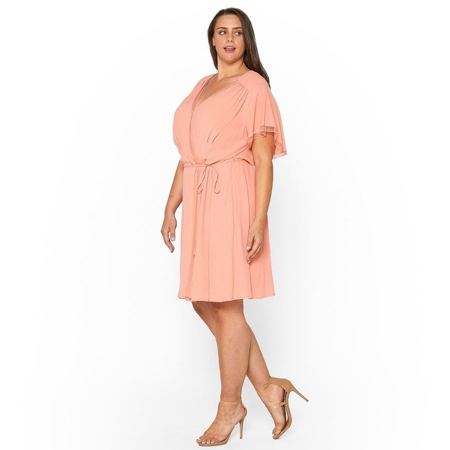 plus size lace wrap dress Boho Lace Wrap Plus Size A-Line Wedding Dresses With V-Neck