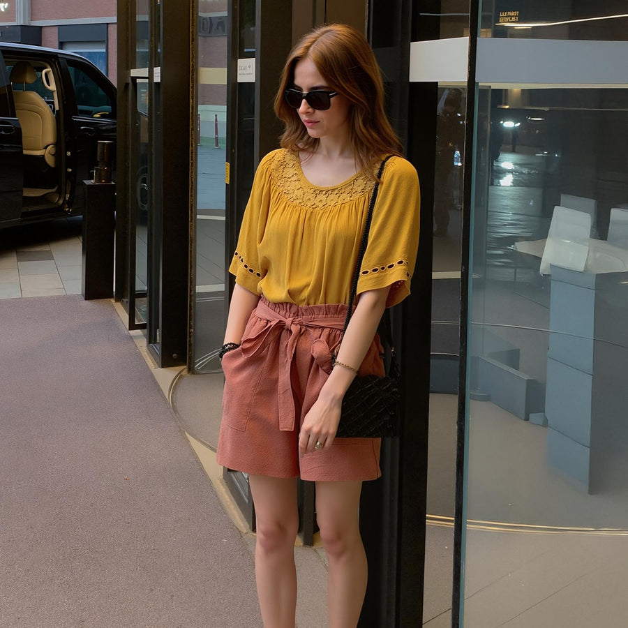 Pleione Women's High-Waist Shorts With Pockets - shopatkonus