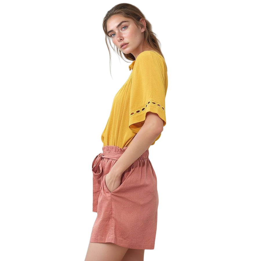 Pleione Women's High-Waist Shorts With Pockets