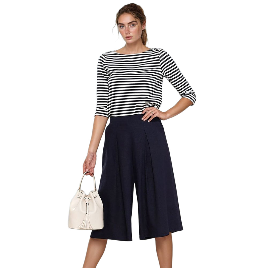 UPDATED - Pleione Women's Pleated Wide Leg Capris