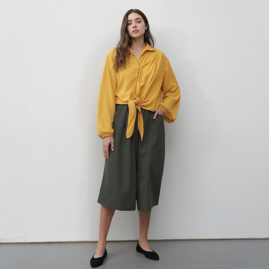 UPDATED - Pleione Women's Pleated Wide Leg Capris