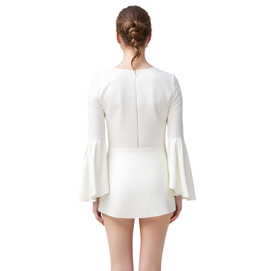 Women's Hi-Lo Bell Sleeve Top With Wide Neck Line