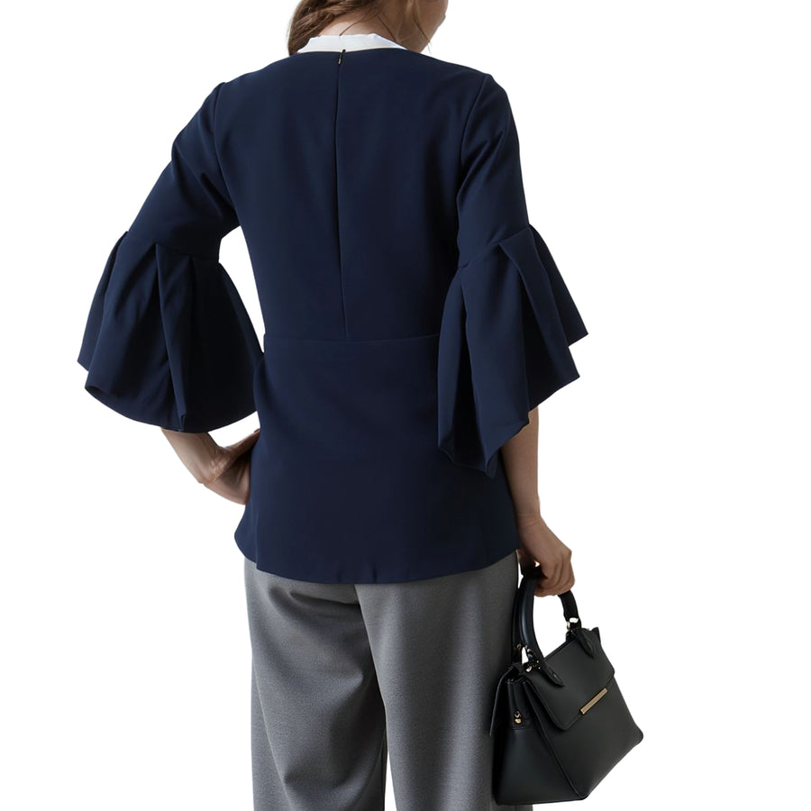 Women's Hi-Lo Bell Sleeve Top With Wide Neck Line