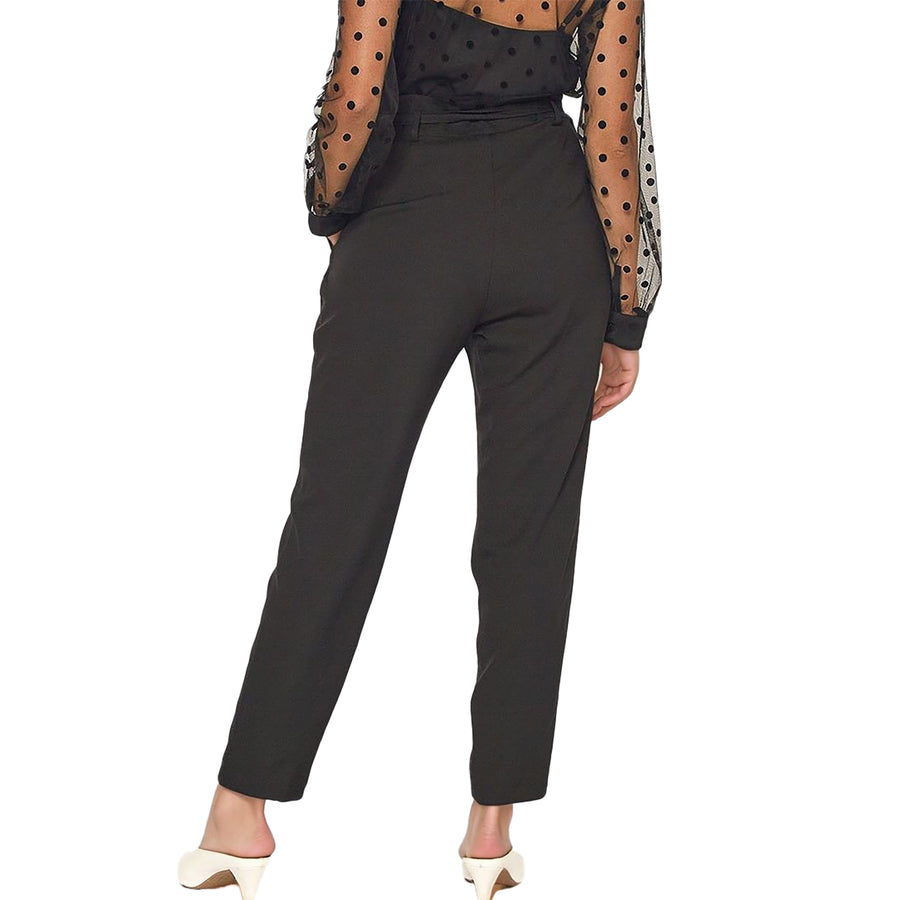 Pleione Women's Tie Waist Slim Trouser in Black